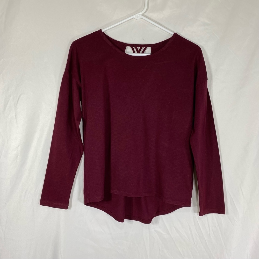 Old Navy Girls Burgundy Criss Cross Keyhole Back Long Sleeve Tee